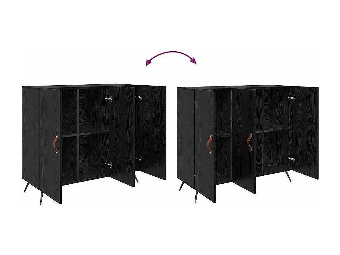 Buffet Noir 90 x 34 x 80 cm Bois d'ingénierie