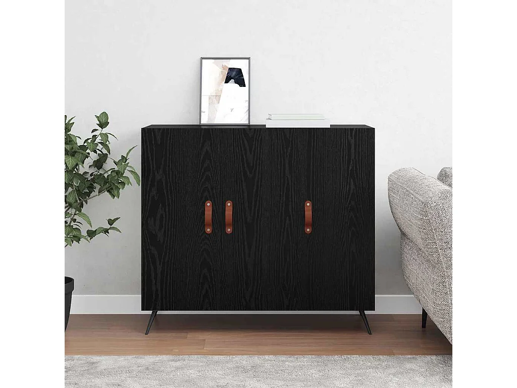 Buffet Noir 90 x 34 x 80 cm Bois d'ingénierie