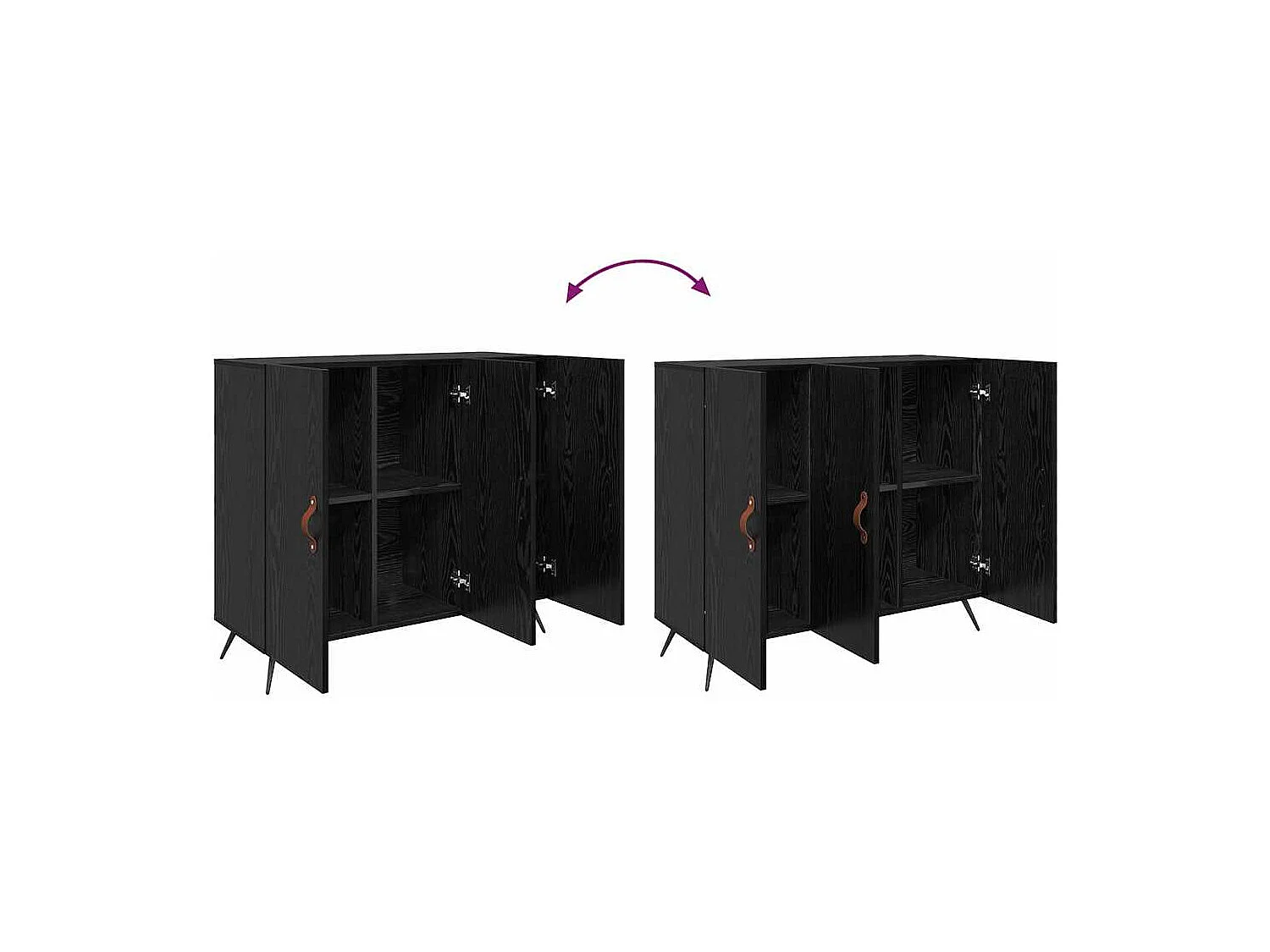 Buffet Noir 90 x 34 x 80 cm Bois d'ingénierie