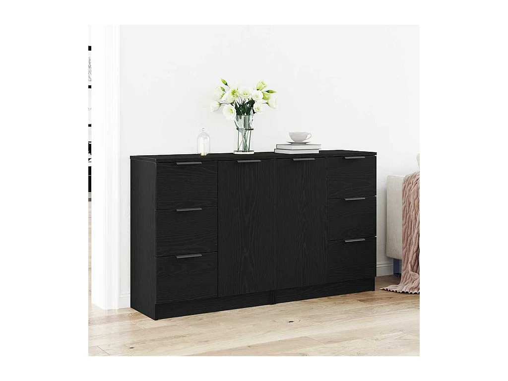 Buffet Chêne noir 180 x 30 x 70 cm Bois d'ingénierie