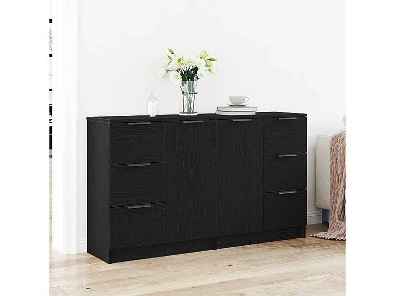 Buffet Chêne noir 180 x 30 x 70 cm Bois d'ingénierie