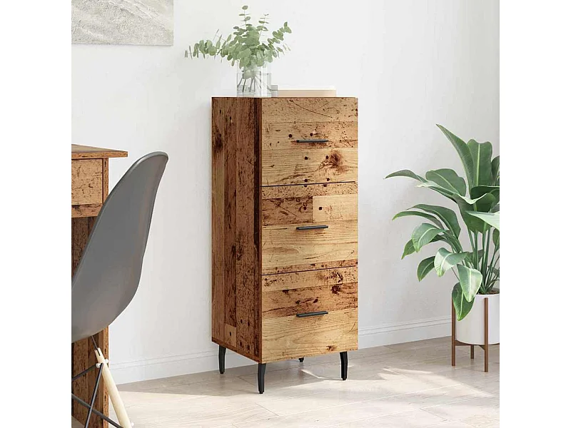 Dressoir met lade Oud hout 34 x 34,5 x 90 cm Bewerkt hout