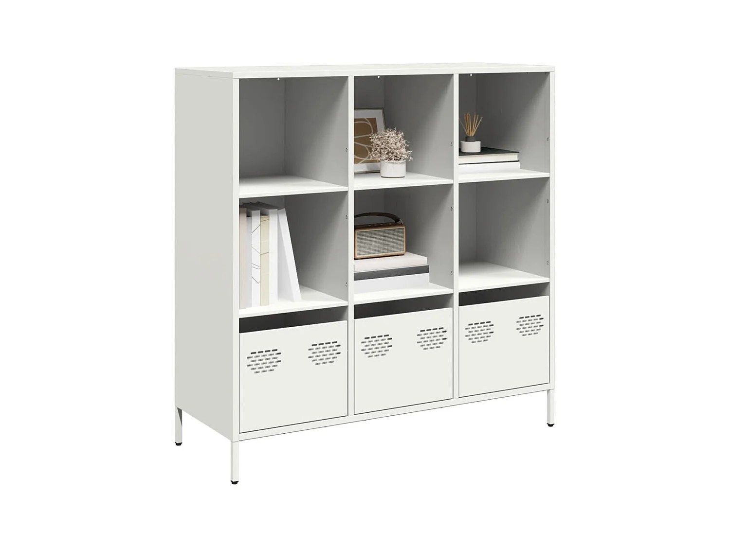 Aparador de acero blanco 101,5x39x103,5 cm