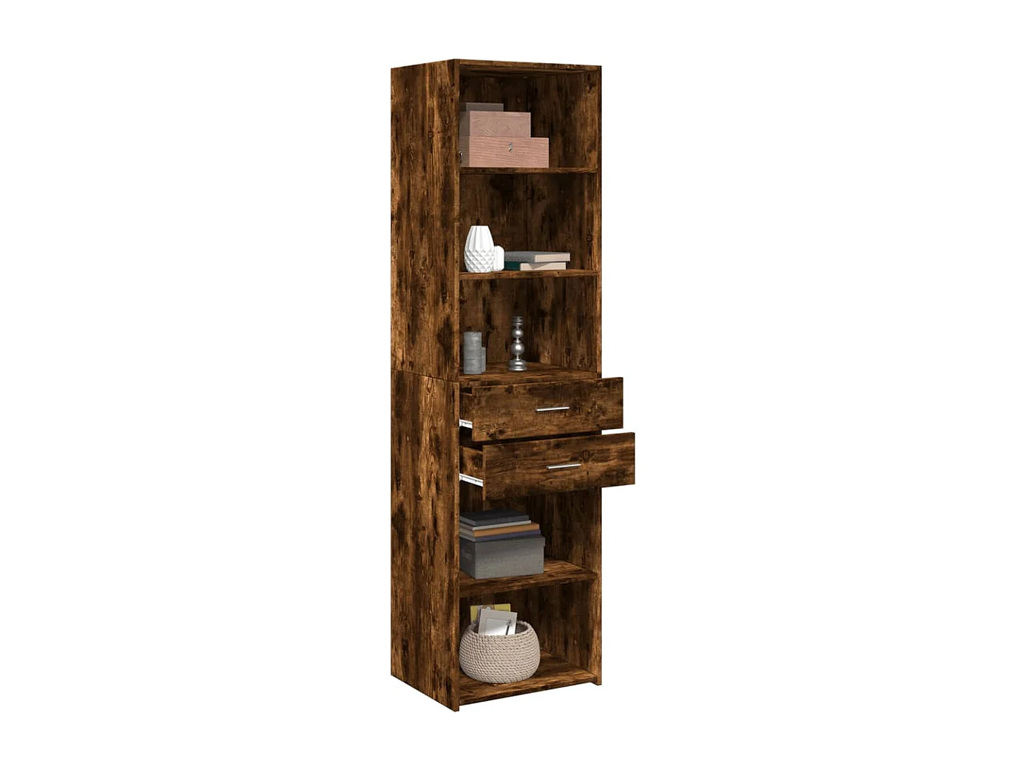 Buffet haut chêne fumé 50x42,5x185 cm bois d'ingénierie