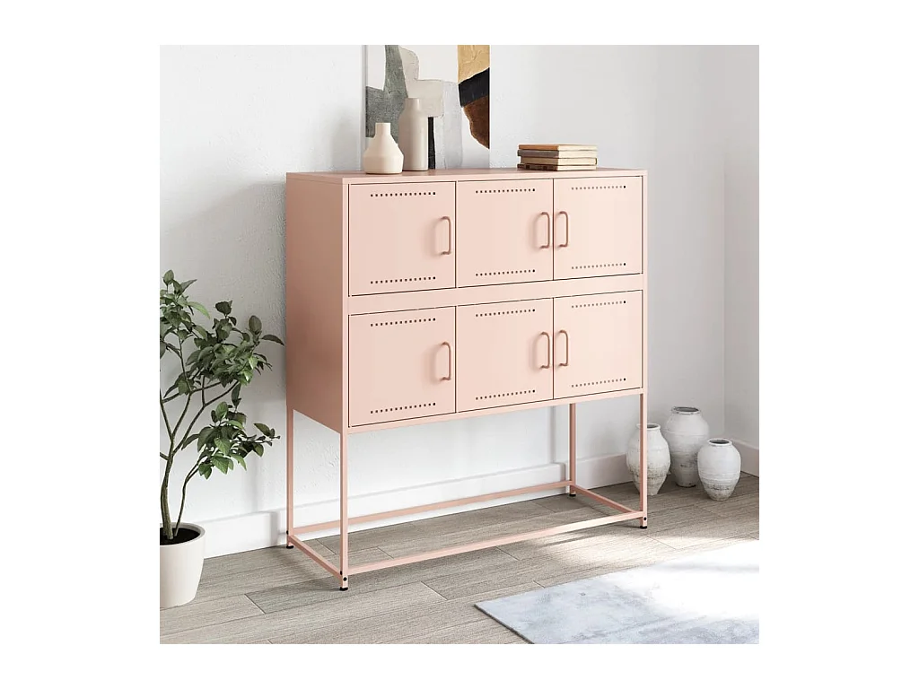 Buffet rose 100,5x39x107 cm acier