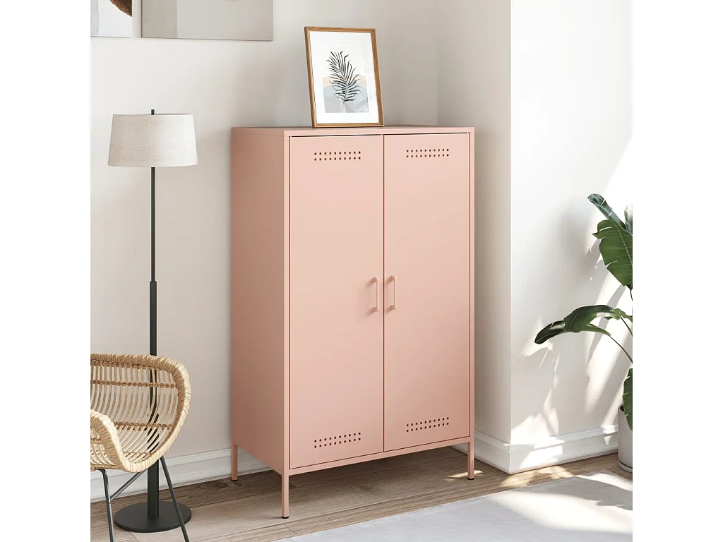 Buffet haut rose 68x39x113 cm acier