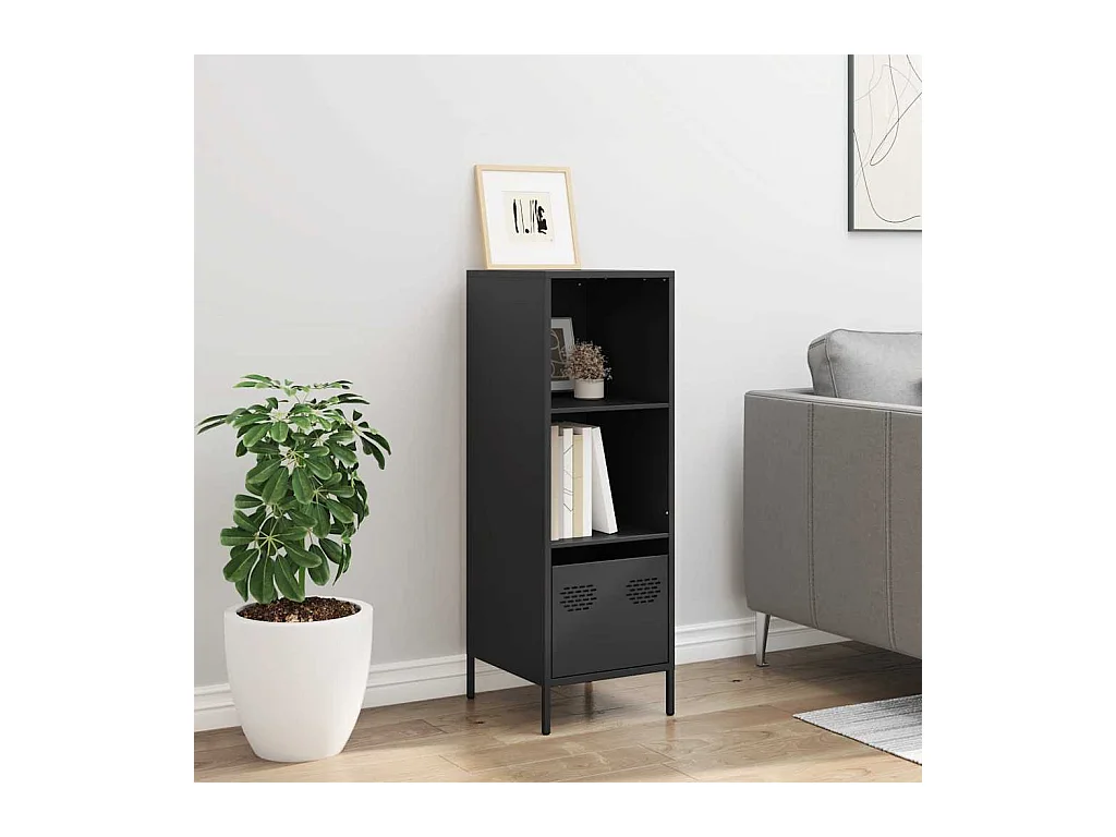 Buffet haut noir 35x39x103,5 cm acier