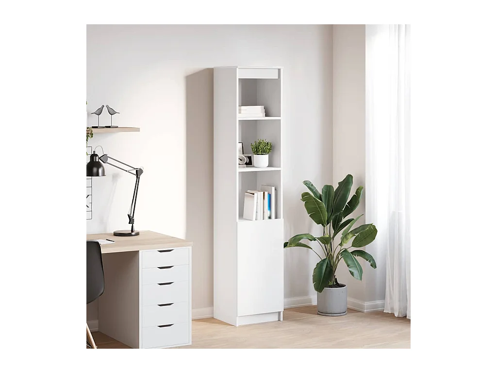 Buffet haut blanc 37,5x35x180 cm bois d'ingénierie