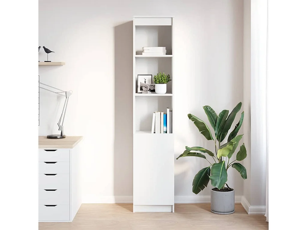 Buffet haut blanc 37,5x35x180 cm bois d'ingénierie