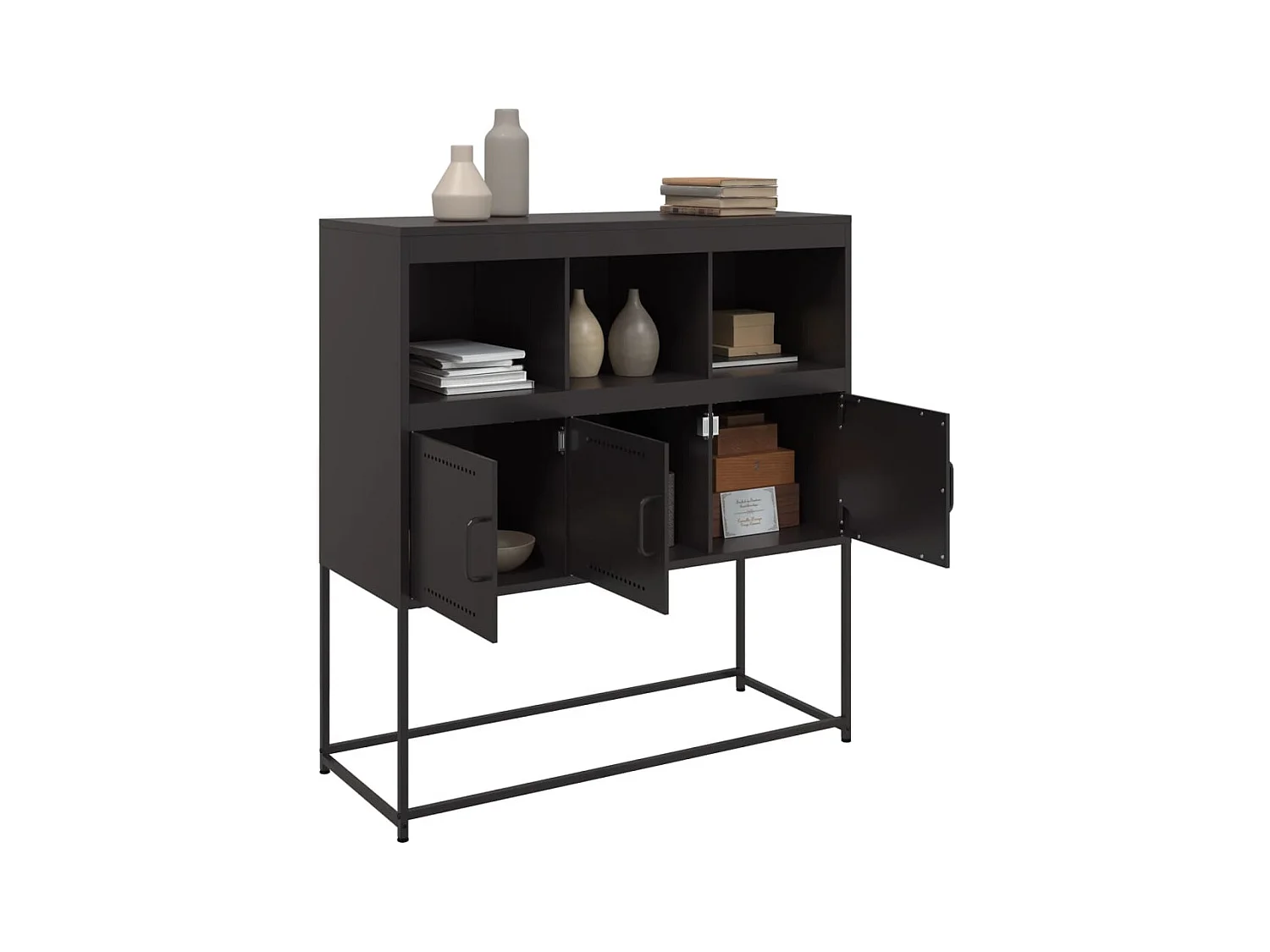 Buffet noir 100,5x39x107 cm acier