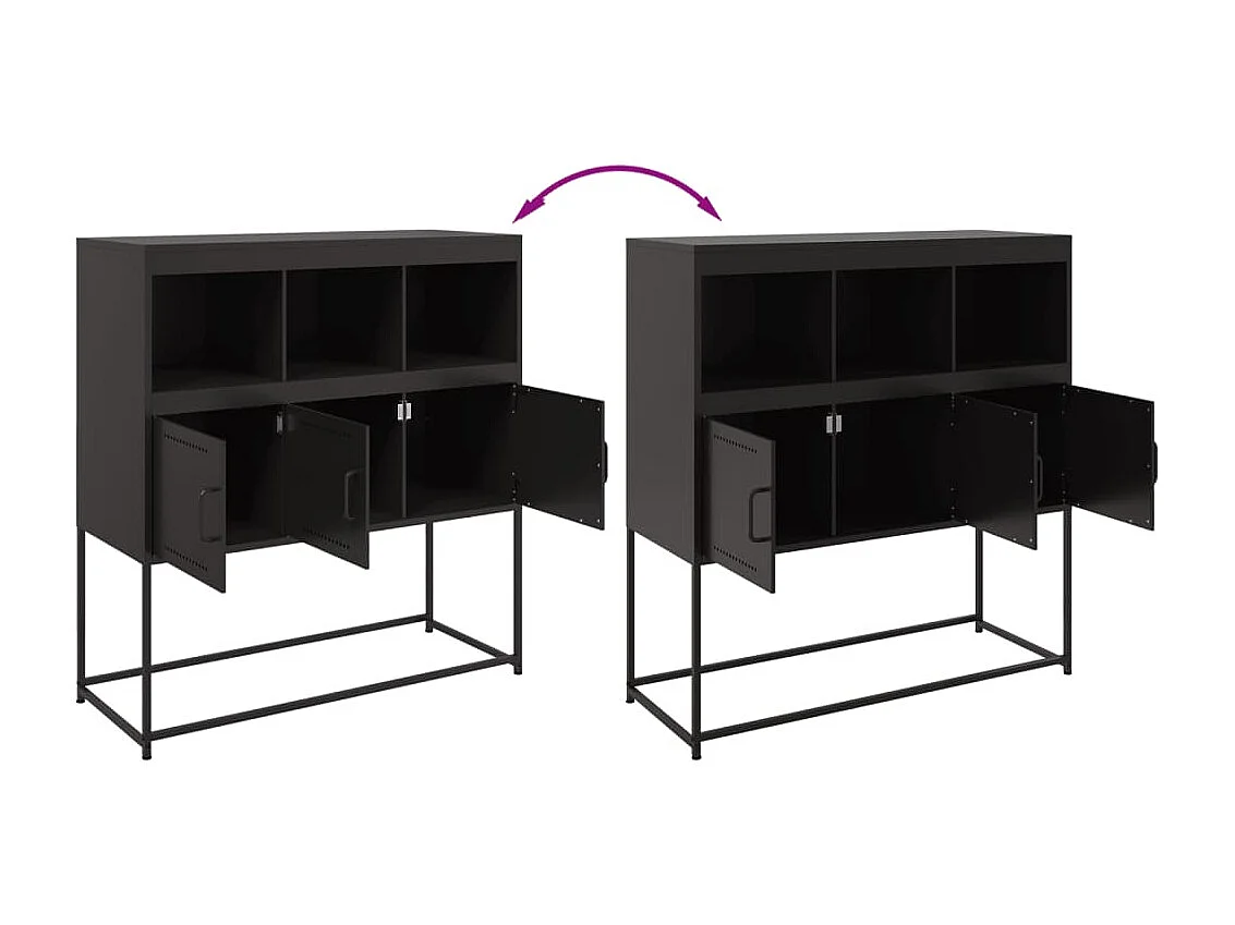 Buffet noir 100,5x39x107 cm acier