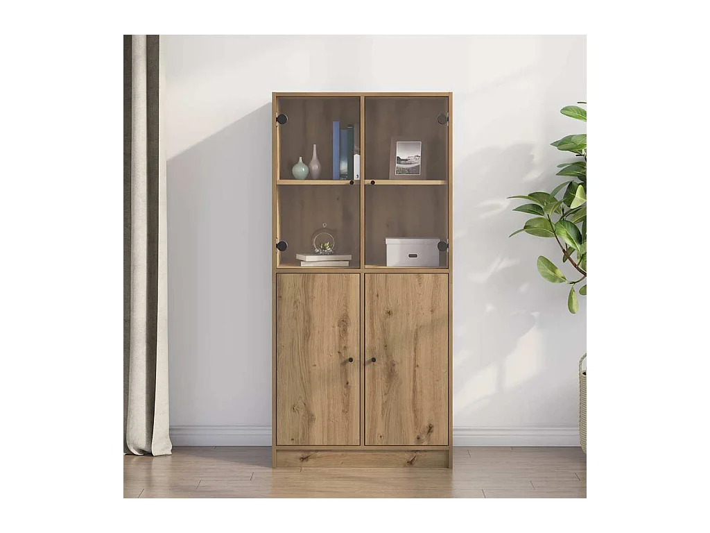 Buffet haut avec portes chêne artisanal bois d'ingénierie