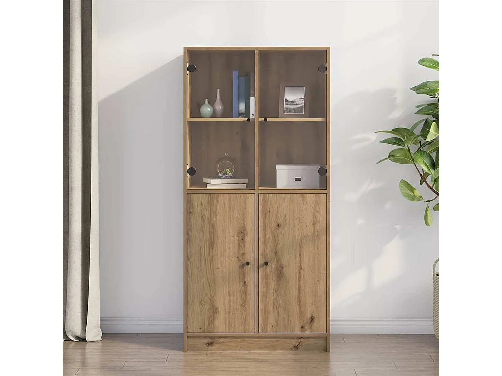 Buffet haut avec portes chêne artisanal bois d'ingénierie