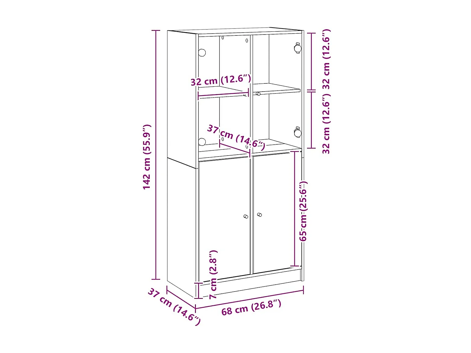 Buffet haut avec portes chêne artisanal bois d'ingénierie