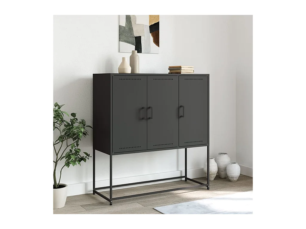 Buffet haut noir 100,5x39x107 cm acier