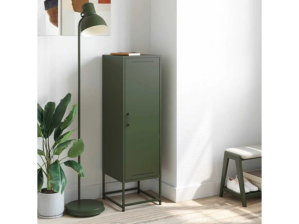 Aparador de acero verde oliva 36x39x123 cm