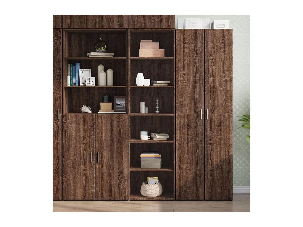 Buffet haut chêne marron 50x41x185 cm bois d'ingénierie