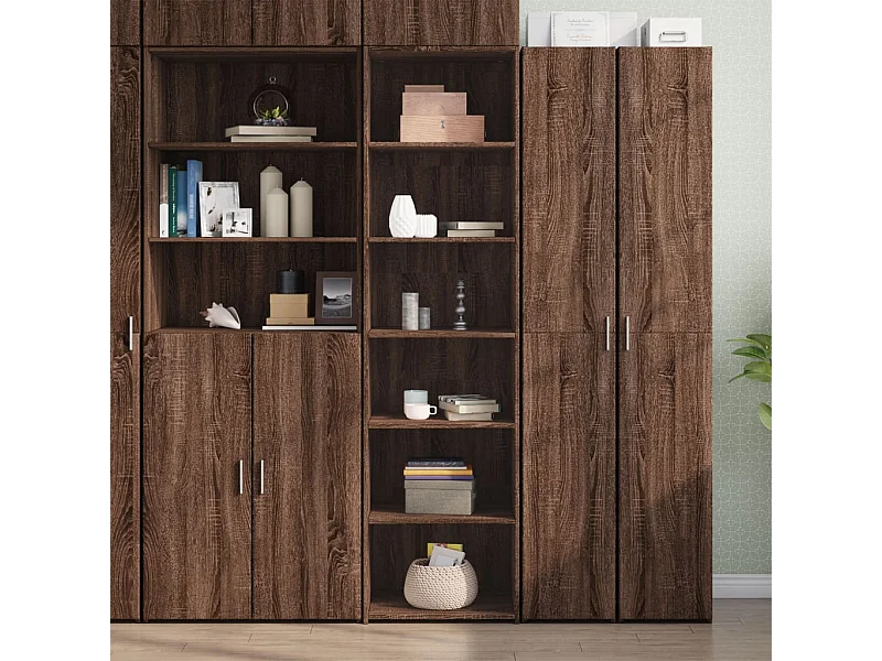 Buffet haut chêne marron 50x41x185 cm bois d'ingénierie