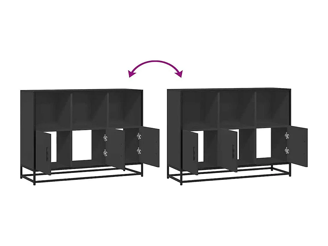 Buffet noir 100x35x76 cm bois d’ingénierie