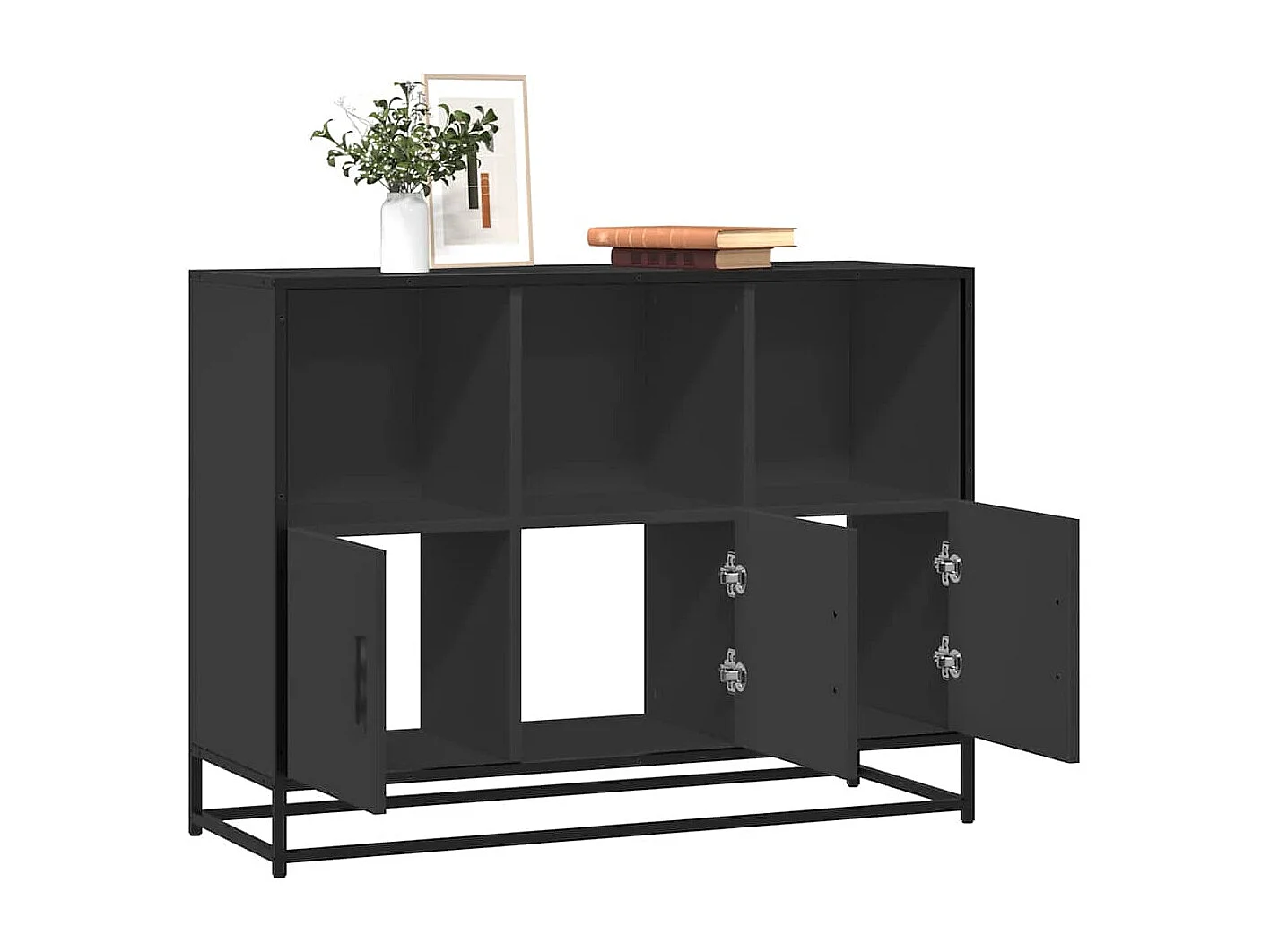 Buffet noir 100x35x76 cm bois d’ingénierie