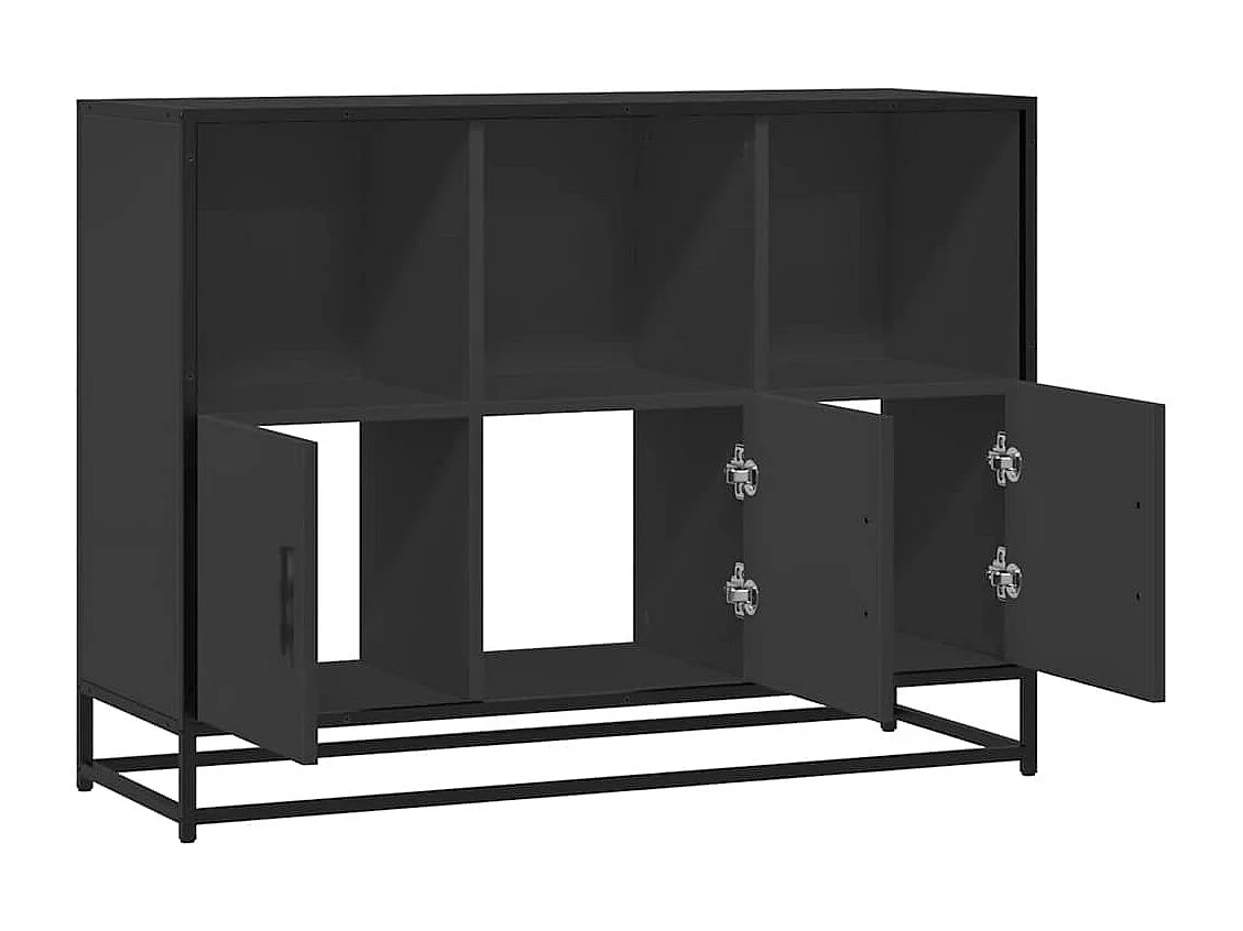 Buffet noir 100x35x76 cm bois d’ingénierie