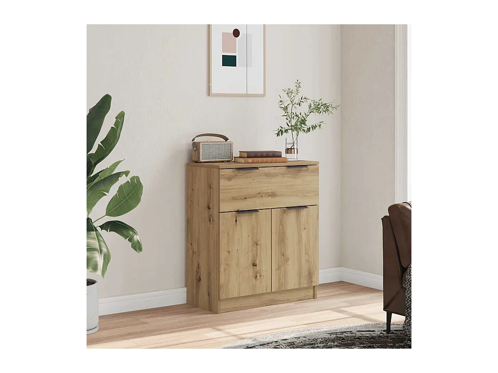 Buffet chêne artisanal 60x30x70 cm bois d'ingénierie