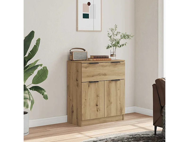 Aparador de madera de ingeniería roble artisan 60x30x70 cm