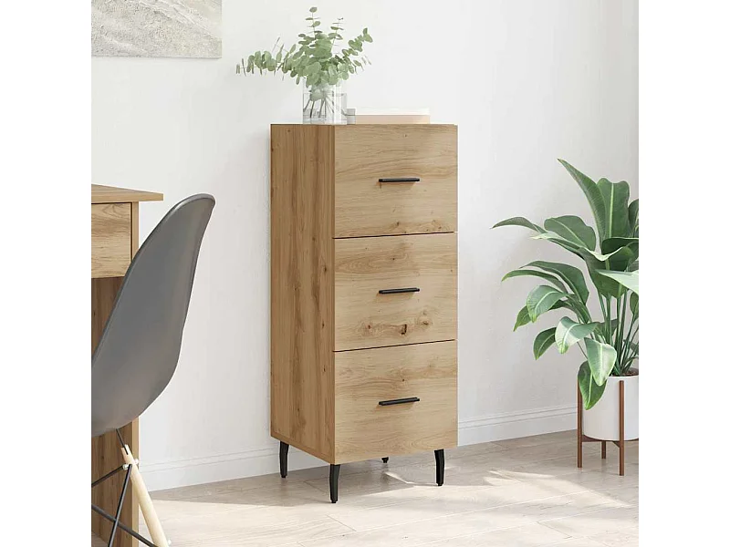 Dressoir artisanaal eikenkleurig 34 x 34,5 x 90 cm Bewerkt hout