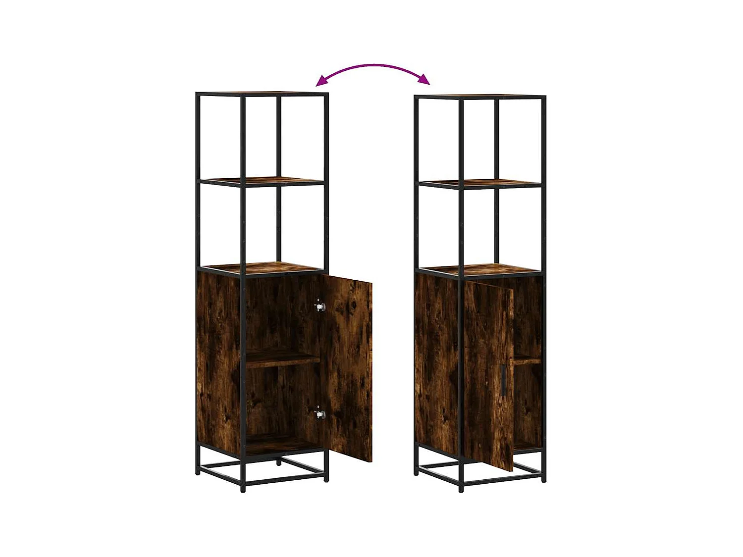 Buffet haut chêne fumé 35,5x35x139 cm bois d'ingénierie métal