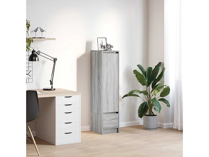 Aparador alto Sonoma gris 29,5x34x119,5 cm madera de ingeniería