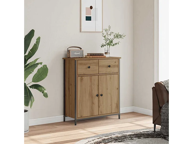 Buffet chêne artisanal 70x30x80 cm bois d'ingénierie