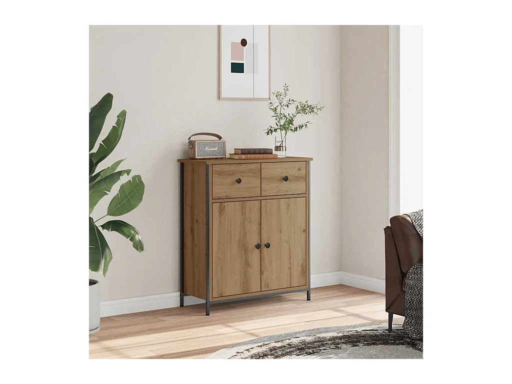 Buffet chêne artisanal 70x30x80 cm bois d'ingénierie