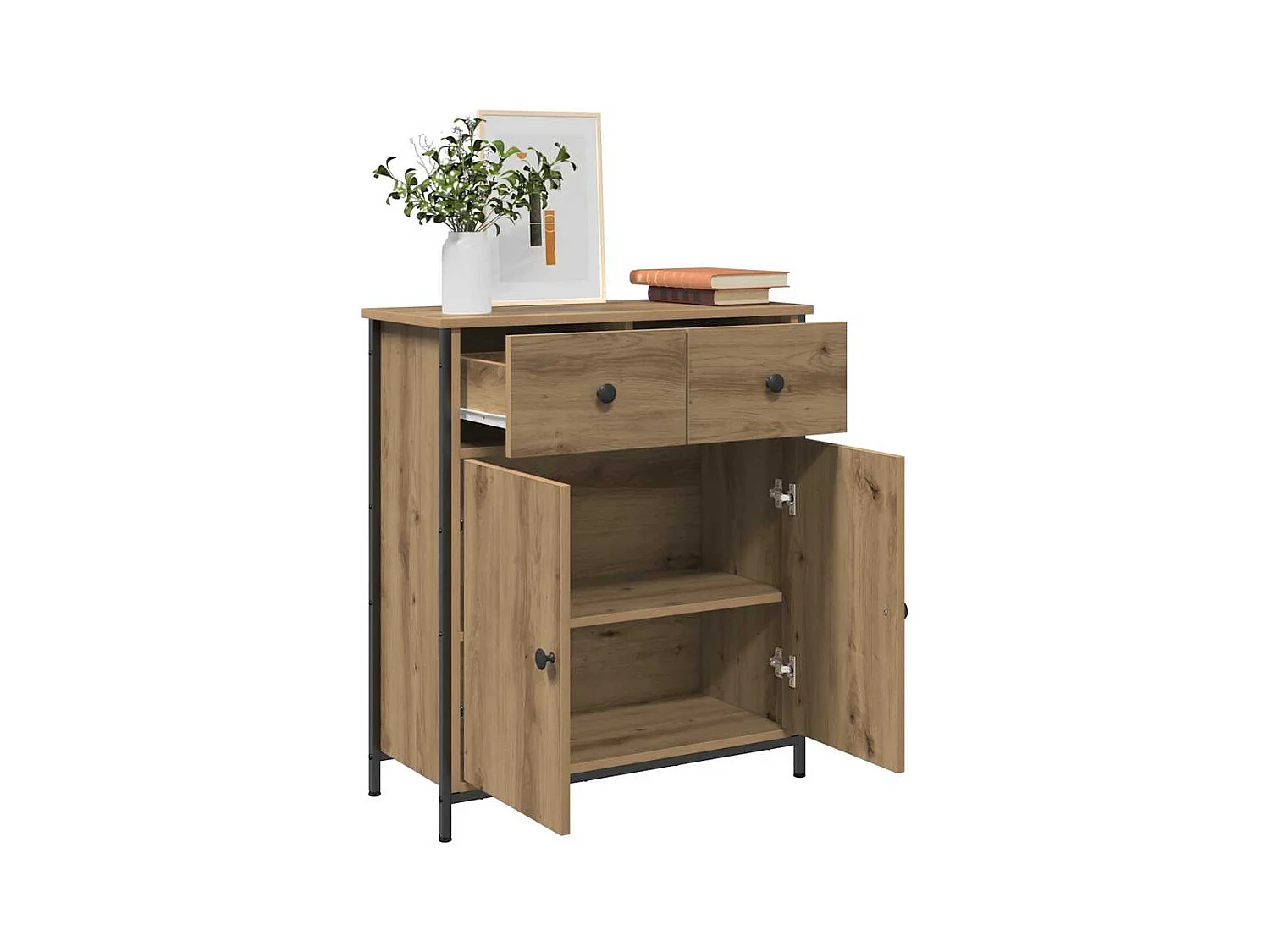 Buffet chêne artisanal 70x30x80 cm bois d'ingénierie