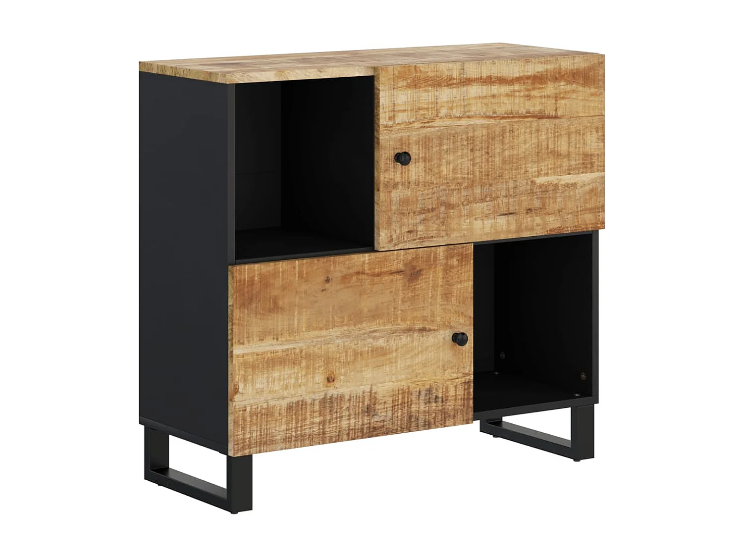 Aparador con 2 puertas madera maciza de mango 80x33x75 cm