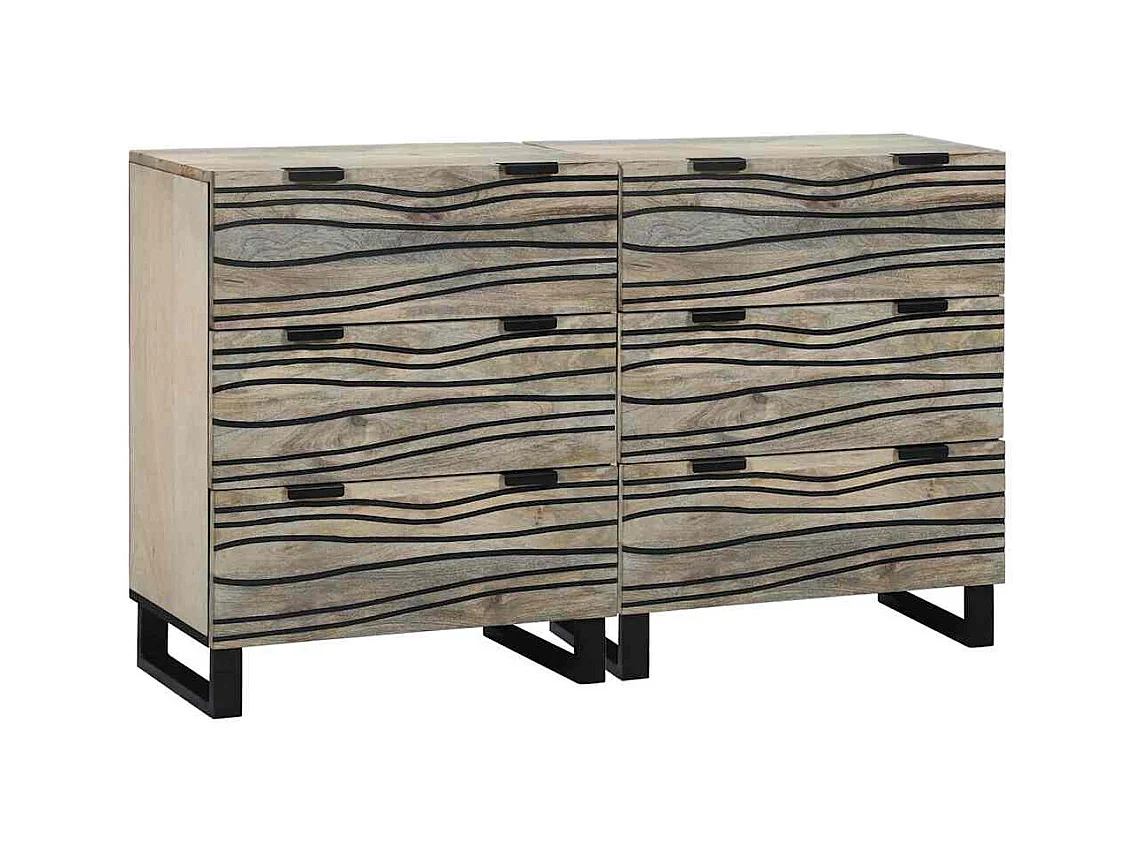 Buffets 2 pièces Blanc 60 x 33.5 x 75 cm bois de manguier massif