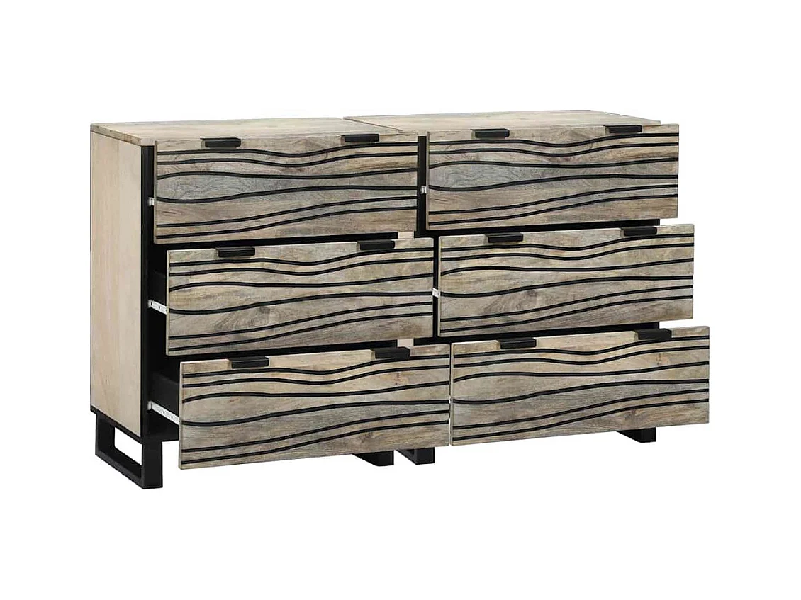 Buffets 2 pièces Blanc 60 x 33.5 x 75 cm bois de manguier massif