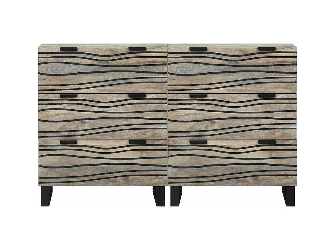 Buffets 2 pièces Blanc 60 x 33.5 x 75 cm bois de manguier massif