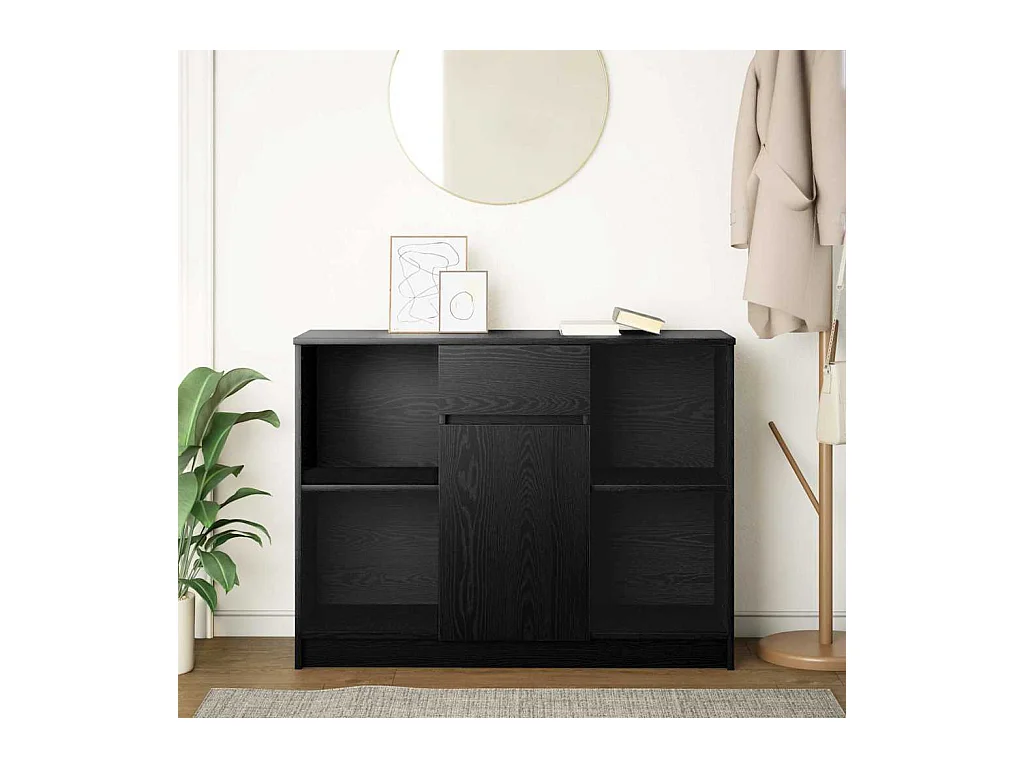 Buffet avec tiroir chêne noir 101x35x76 cm bois d'ingénierie