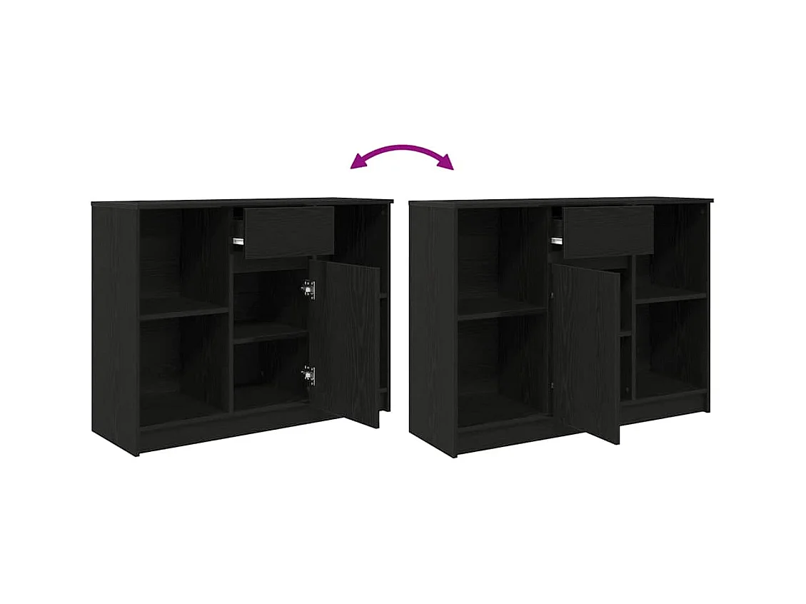 Buffet avec tiroir chêne noir 101x35x76 cm bois d'ingénierie