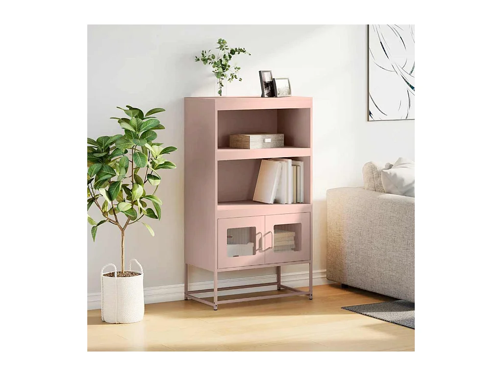 Buffet haut rose 68x39x123 cm acier