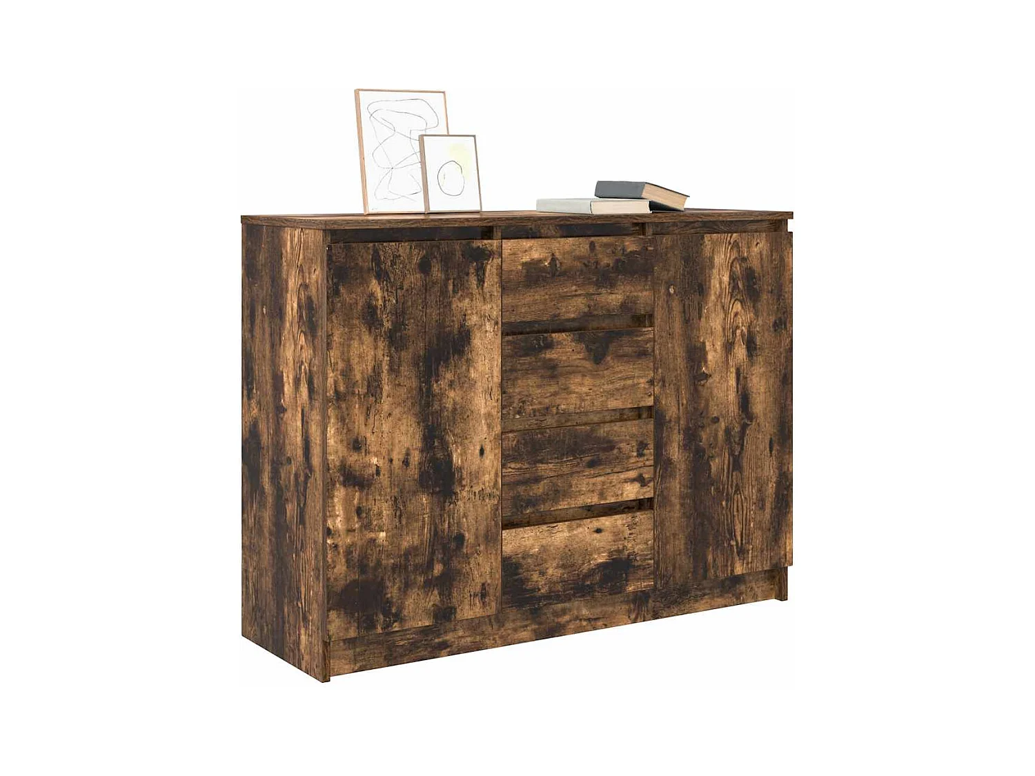 Buffet avec tiroirs chêne fumé 100,5x35x76 cm bois d'ingénierie