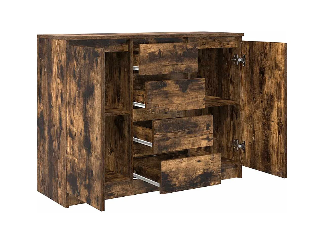 Buffet avec tiroirs chêne fumé 100,5x35x76 cm bois d'ingénierie