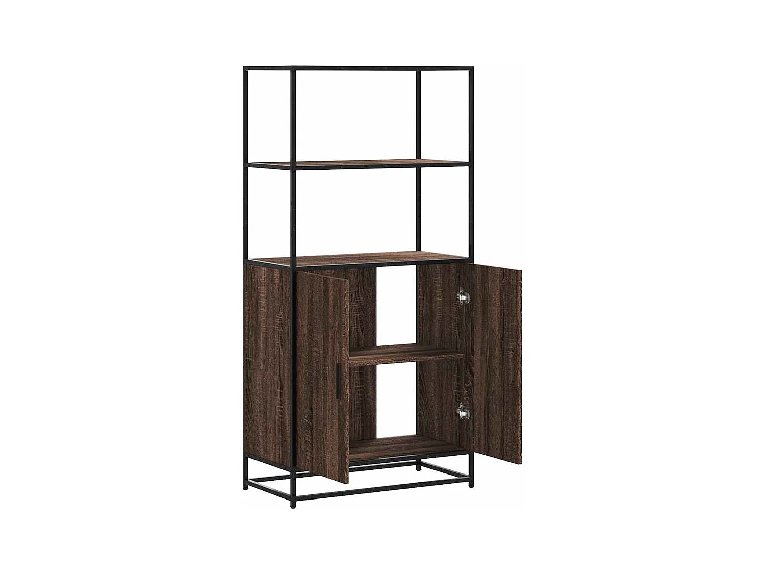 Buffet haut chêne marron 68x35x139 cm bois d'ingénierie métal