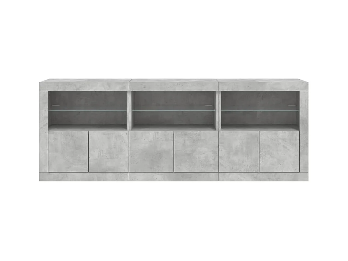 Buffet avec lumières LED gris béton 181,5x37x67 cm