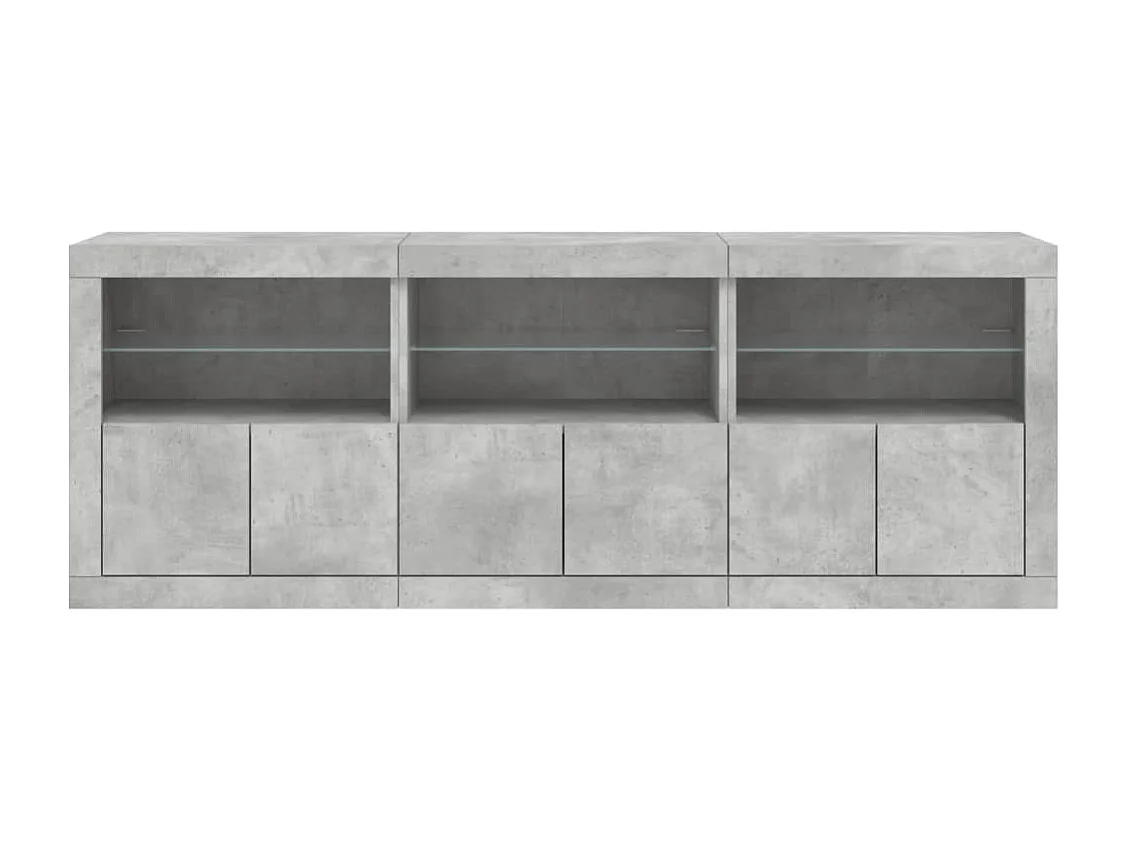 Buffet avec lumières LED gris béton 181,5x37x67 cm