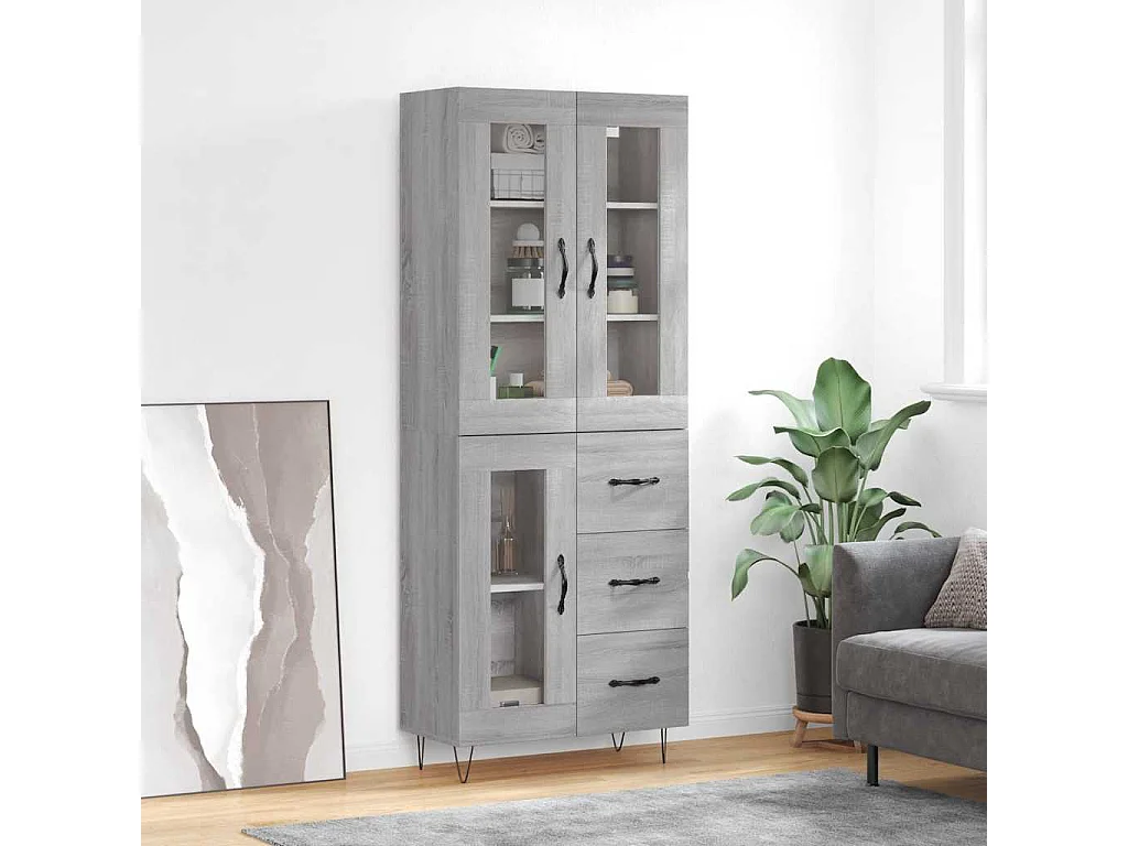Buffet haut Sonoma gris 69,5x34x180 cm Bois d'ingénierie