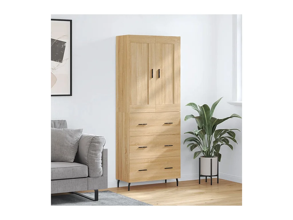 Hoge kast 69,5x34x180 cm bewerkt hout sonoma eikenkleurig