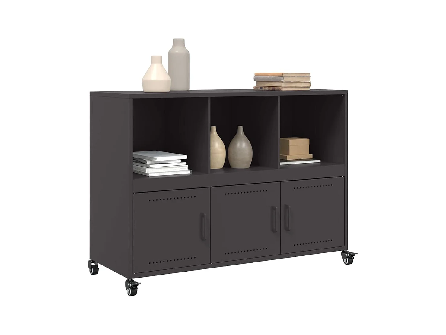 Buffet noir 100,5x39x72 cm acier