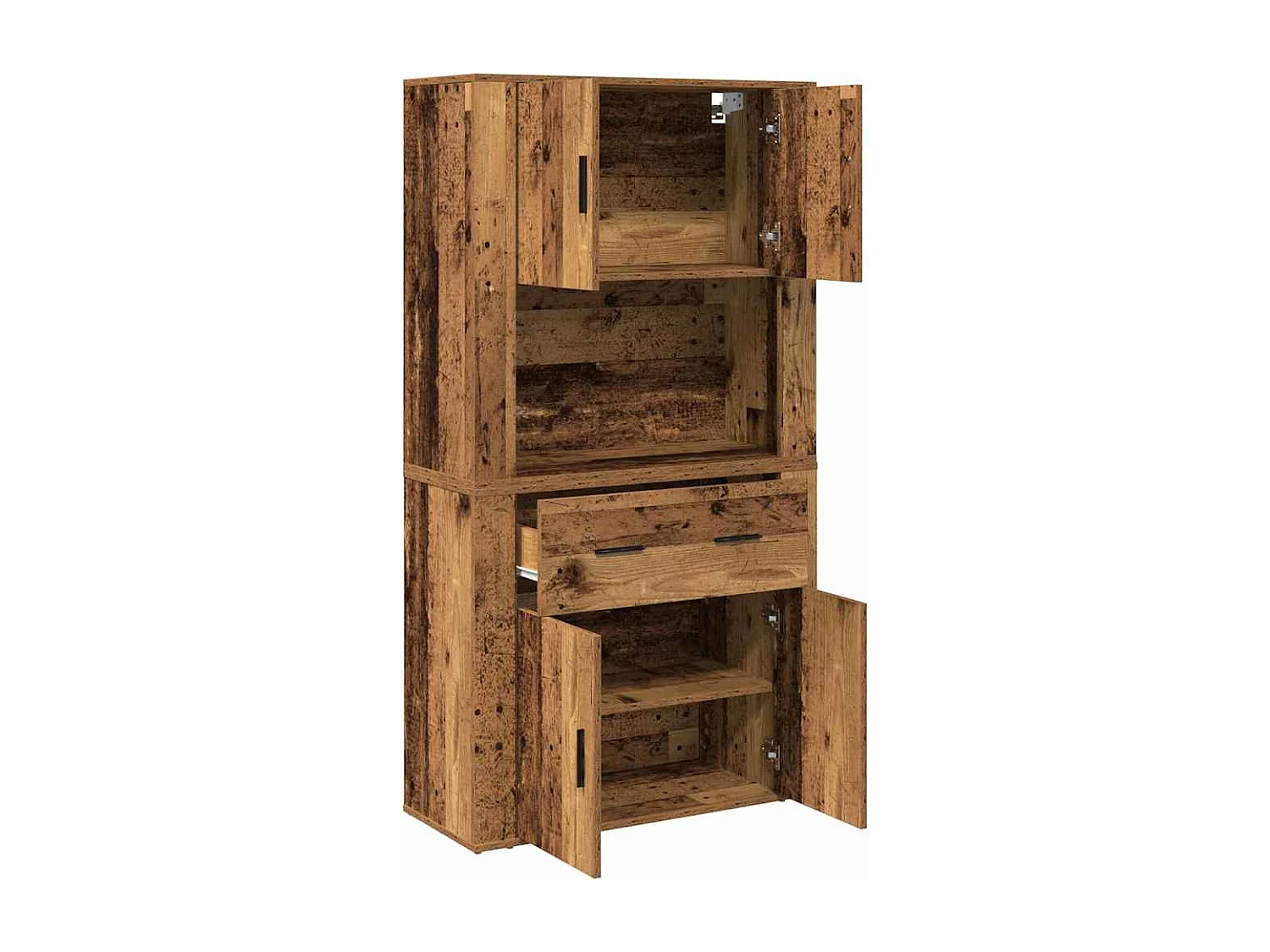 Hoge Kast met lade Oud hout 80 x 33 x 150 cm Bewerkt hout