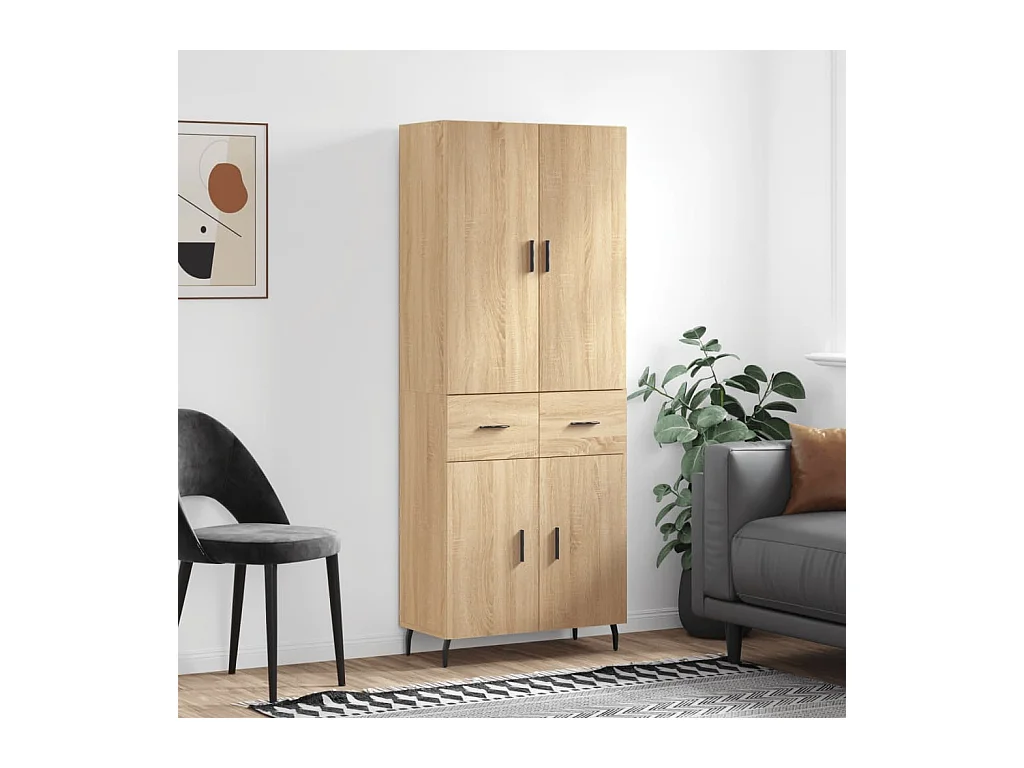 Hoge kast 69,5x34x180 cm bewerkt hout sonoma eikenkleurig